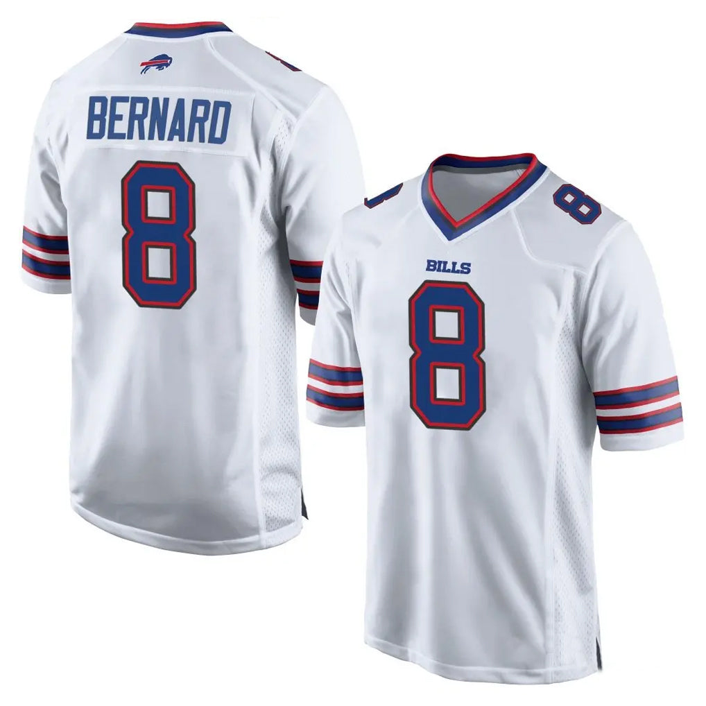 B.Bills #8 Terrel Bernard Player White Home Game Mdoa Stitched Jerseys