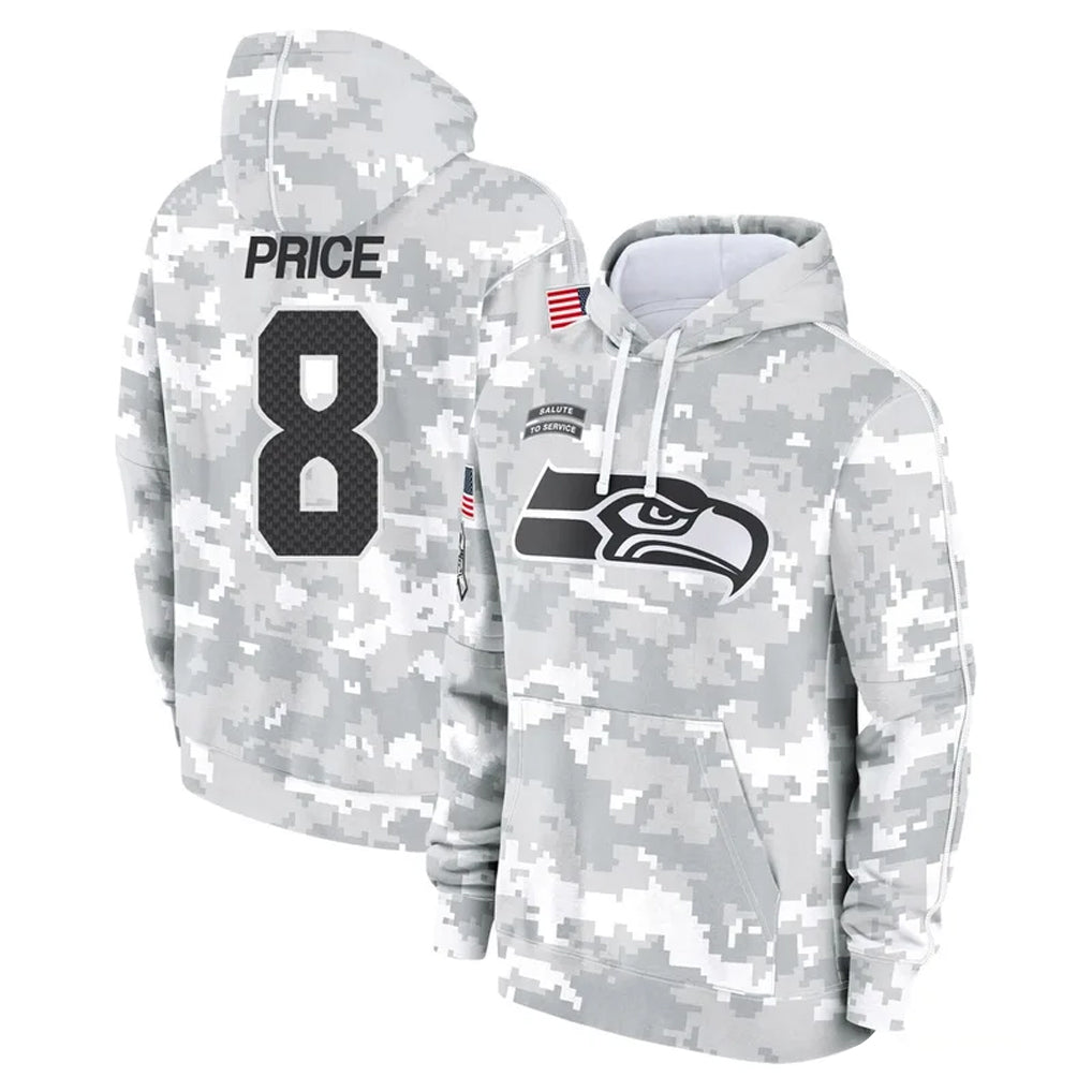 S.Seahawks #8 Jadarian Price Player Arctic Camo Limited Salute to Service Pullover Hoodies Game Mdoa Stitched Jerseys