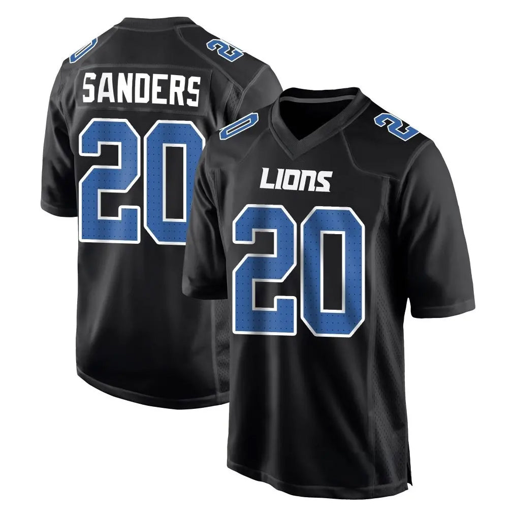 D.Lions #20 Barry Sanders Player Black Fashion Home Game Mdoa Stitched Jerseys