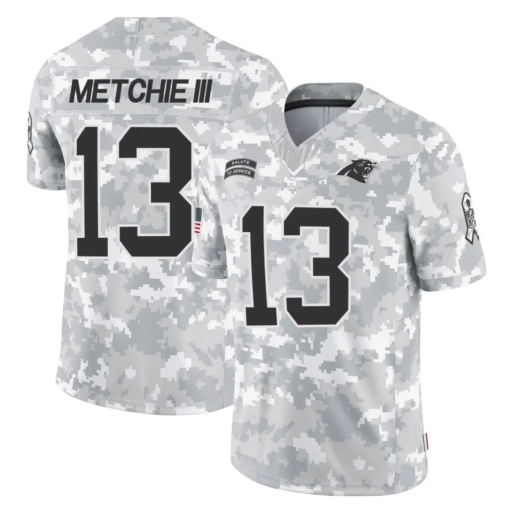 C.Panthers #13 John Metchie III Player Arctic Camo Salute to Service Limited Game Mdoa Stitched Jerseys