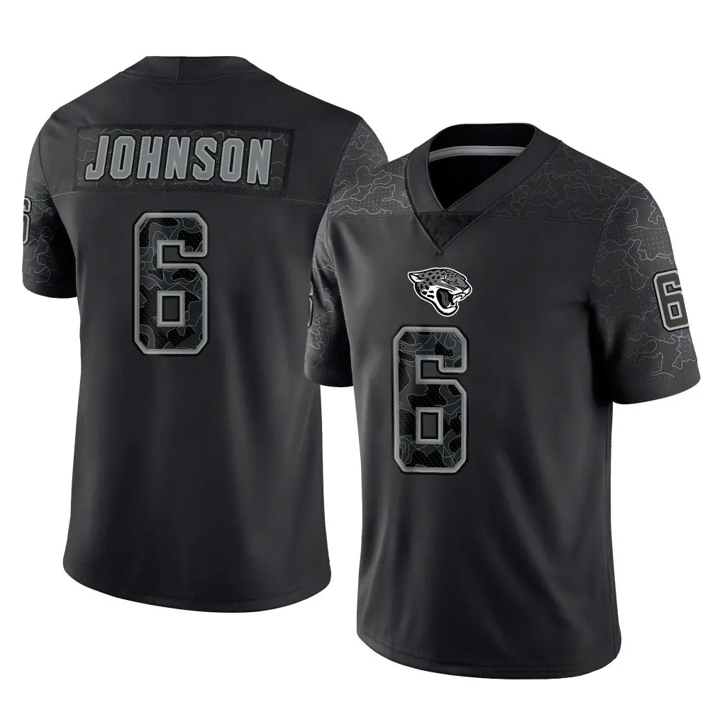 J.Jaguars #6 Antonio Johnson Player Black Reflective Limited Game Mdoa Stitched Jerseys