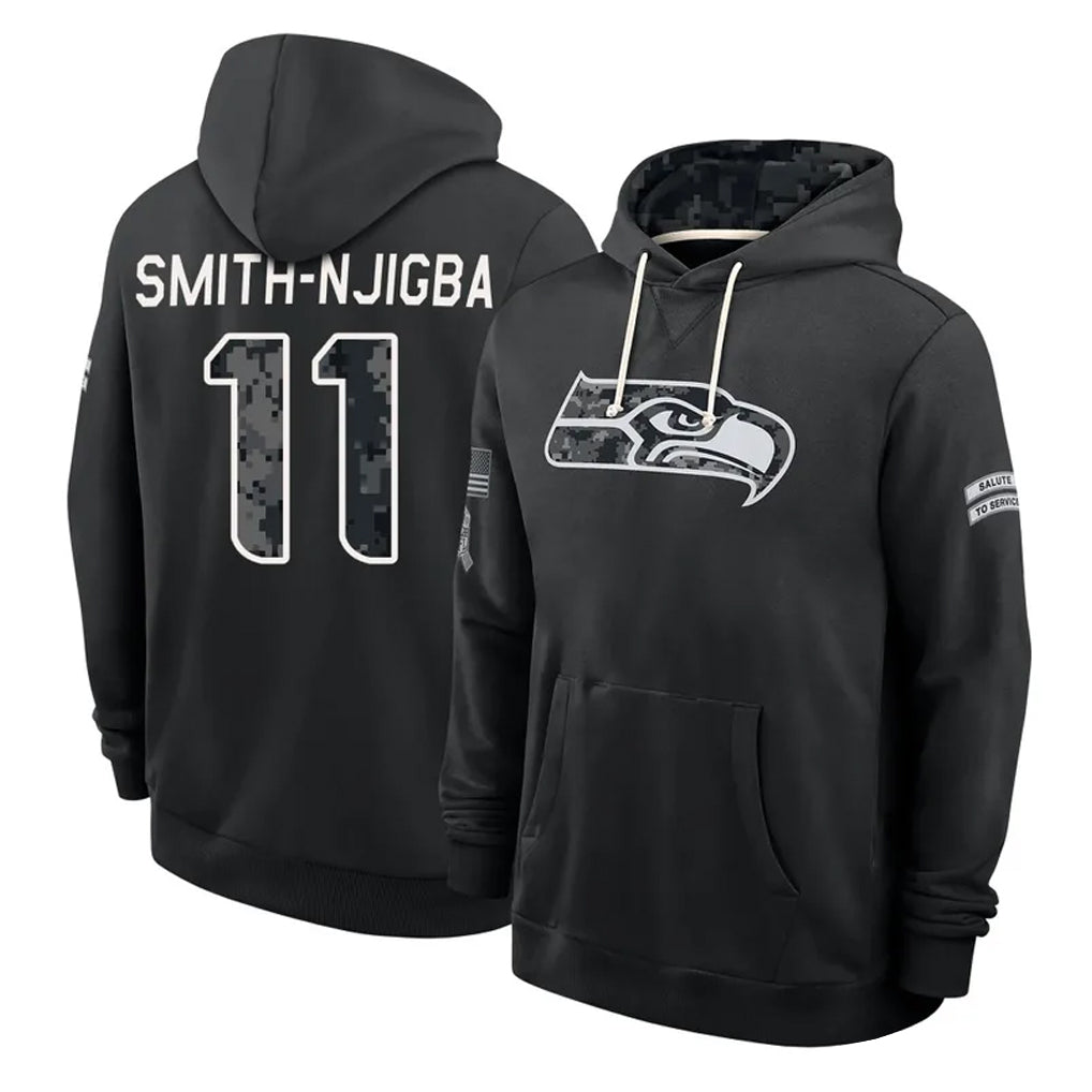 S.Seahawks #11 Jaxon Smith-Njigba Player 2026 Black Logo Pullover Hoodies Limited Game Mdoa Stitched Jerseys