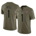 H.Texans #1 Tank Dell Player Olive Salute To Service Limited Mdoa Stitched Jerseys