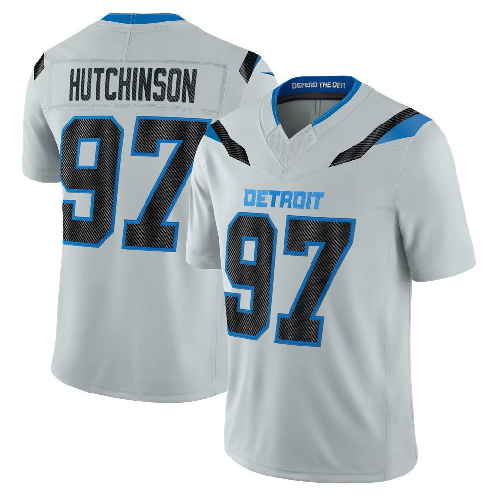 D.Lions #97 Aidan Hutchinson Player Silver Limited 2026 Rivalries Collection Home Game Mdoa Stitched Jerseys