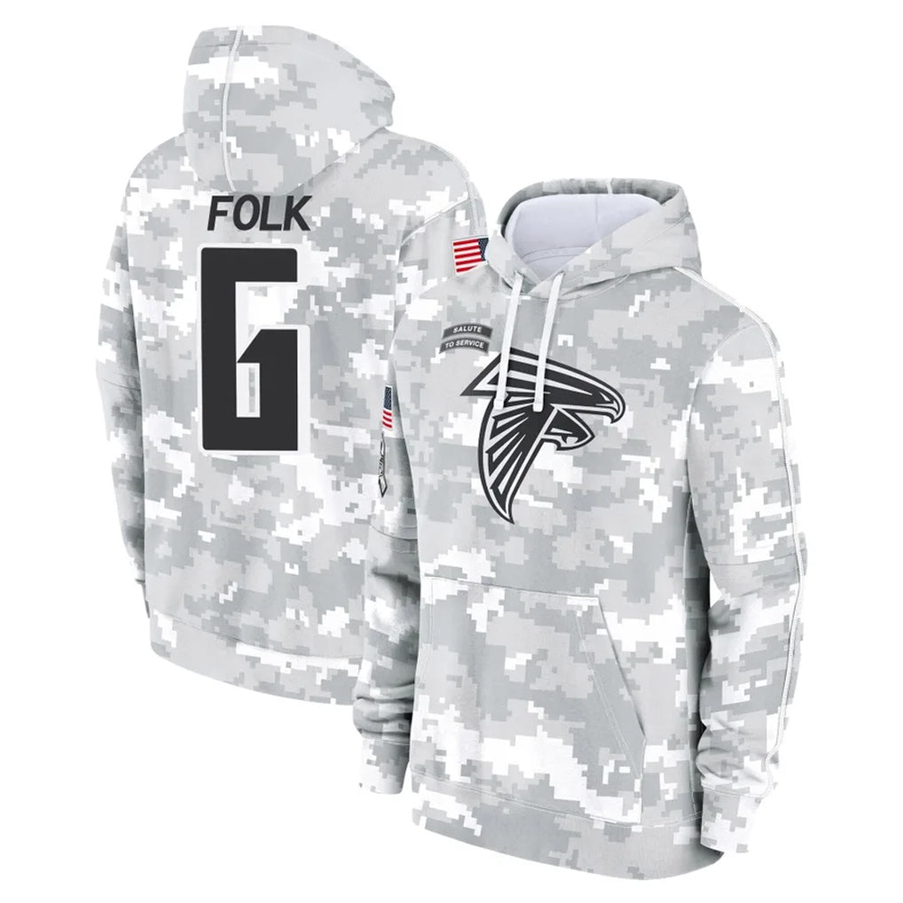 A.Falcons #6 Nick Folk Player Camo Arctic Salute to Service Hoodies Limited Mdoa Stitched Jerseys