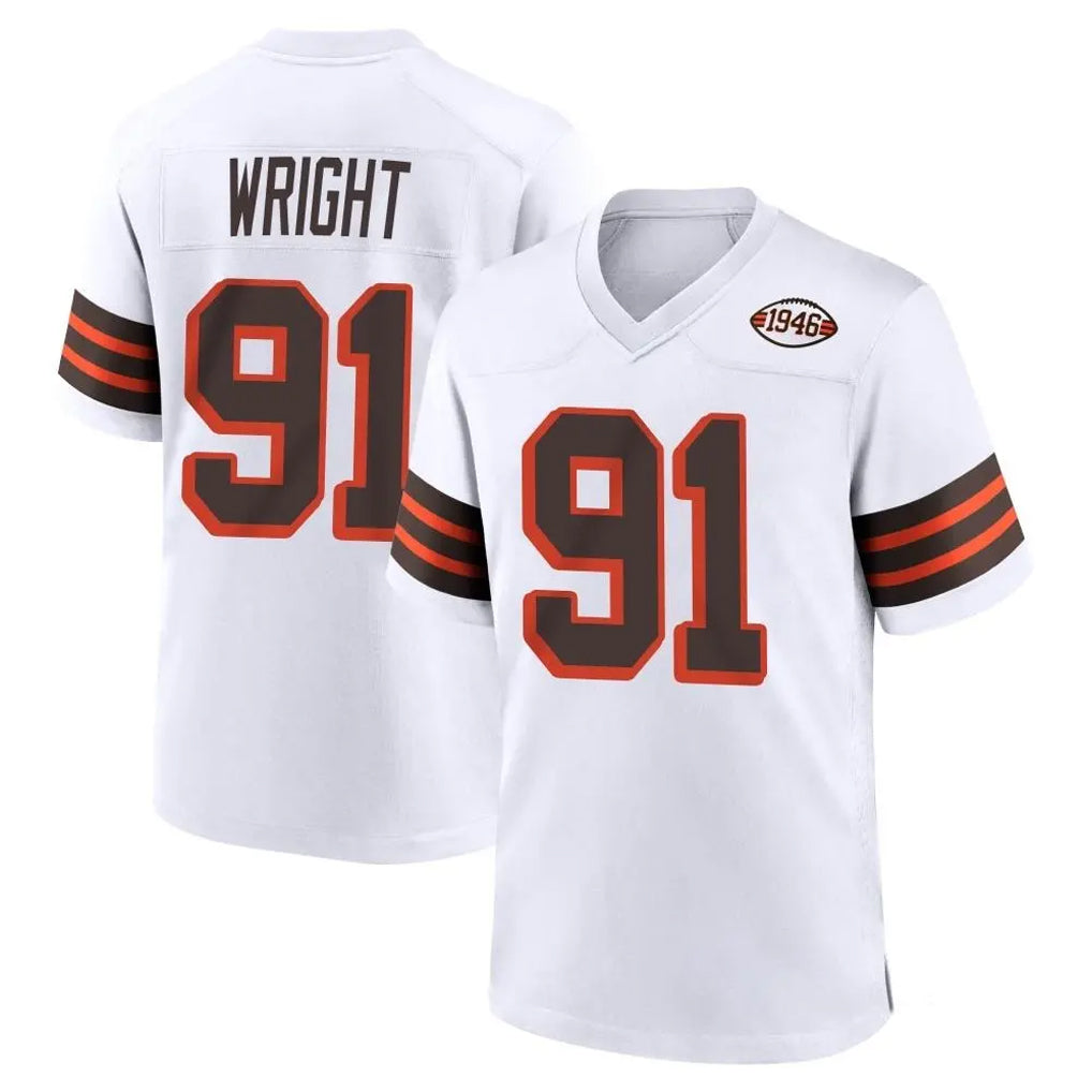 C.Browns #91 Alex Wright Player White Alternate Home Game Mdoa Stitched Jerseys