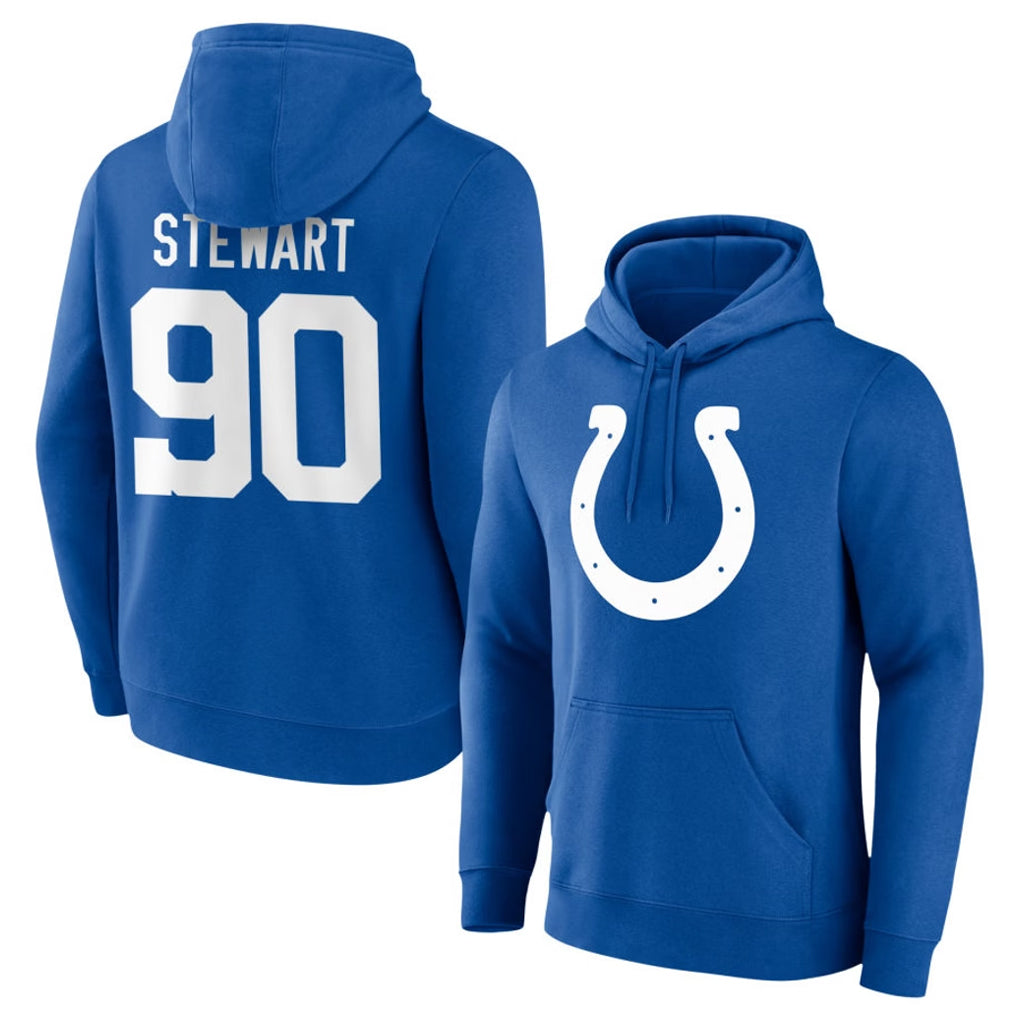 IN.Colts #90 Grover Stewart Player Royal Pullover Hoodies Limited Game Mdoa Stitched Jerseys