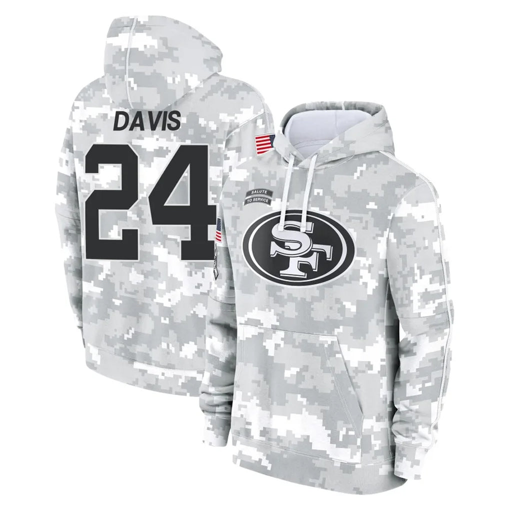 SF.49ers #24 Ashtyn Davis Player Arctic Camo Limited Salute to Service Pullover Hoodies Game Mdoa Stitched Jerseys