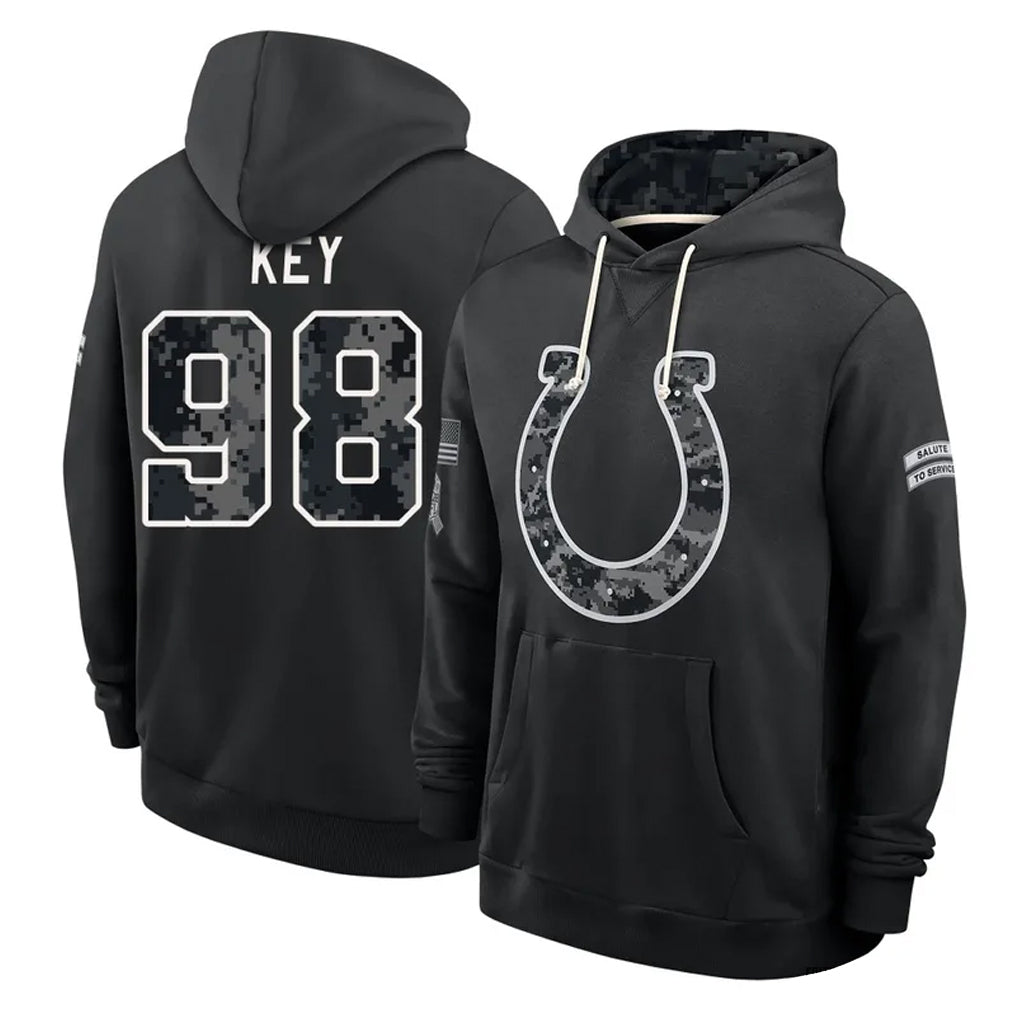IN.Colts #98 Arden Key Player 2026 Black Logo Pullover Hoodies Limited Game Mdoa Stitched Jerseys