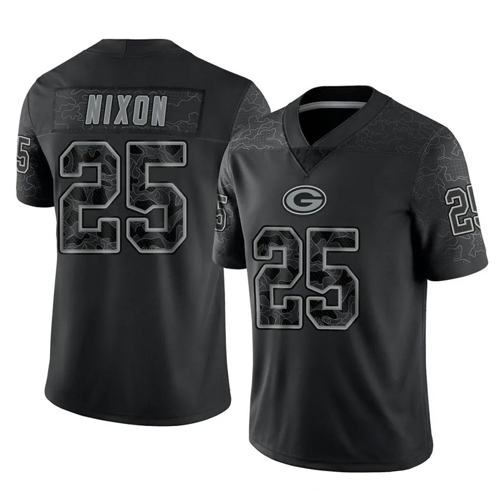 GB.Packers #25 Keisean Nixon Player Black Reflective Limited Home Game Mdoa Stitched Jerseys