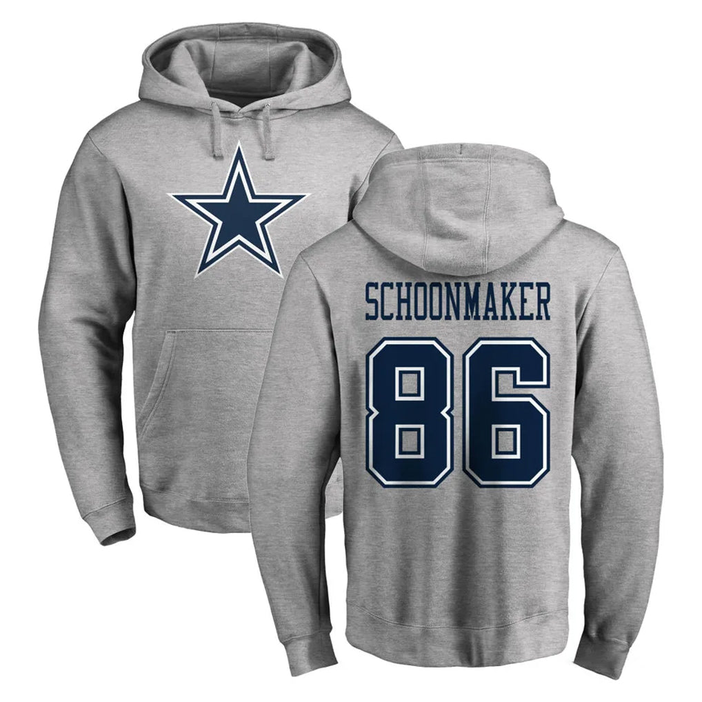 D.Cowboys #86 Luke Schoonmaker Player Gray LOGO Pullover Hoodie Limited Mdoa Stitched Jerseys