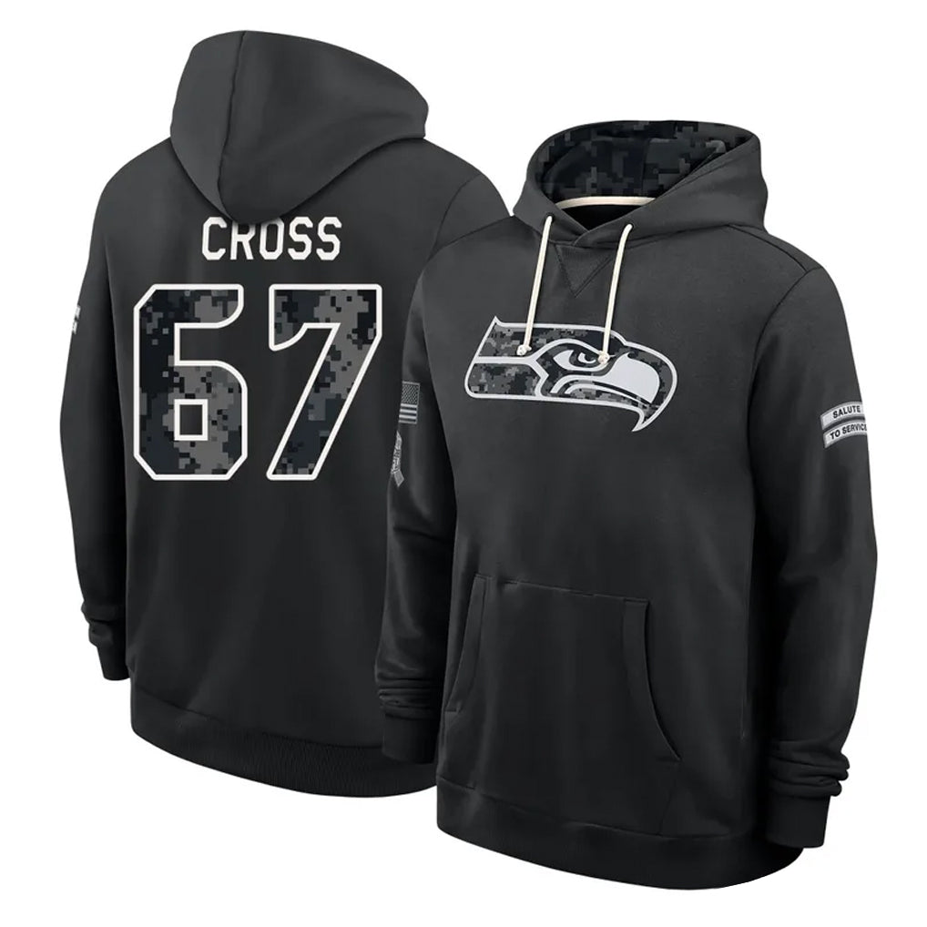 S.Seahawks #67 Charles Cross Player 2026 Black Logo Pullover Hoodies Limited Game Mdoa Stitched Jerseys