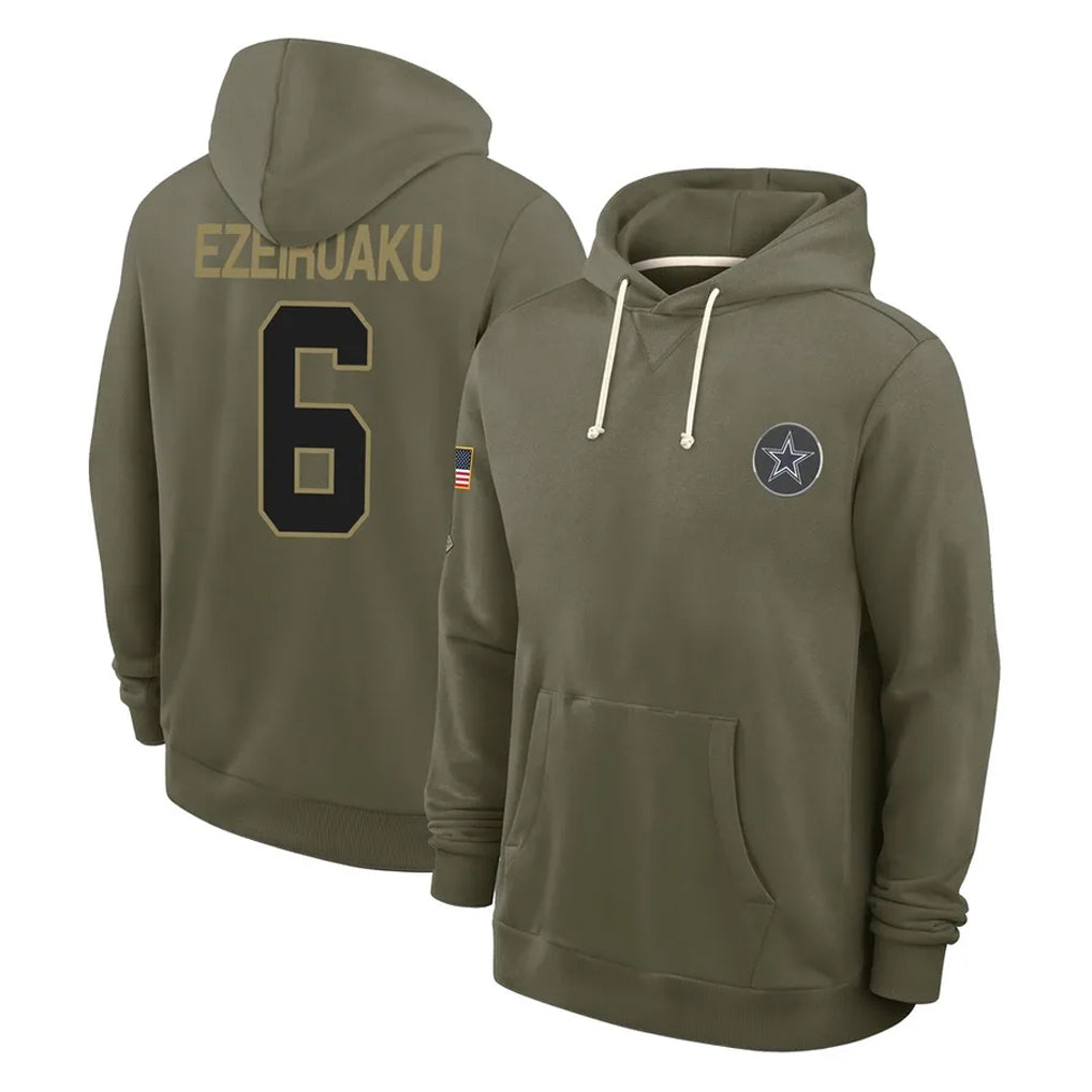 D.Cowboys #6 Donovan Ezeiruaku Player Olive Salute to Service Pullover Hoodies Limited Mdoa Stitched Jerseys