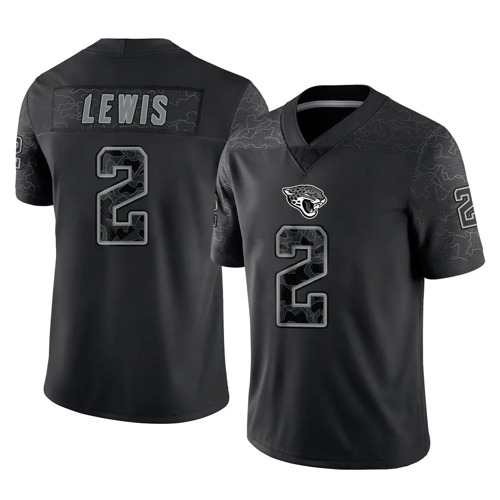 J.Jaguars #2 Jourdan Lewis Player Black Reflective Limited Game Mdoa Stitched Jerseys
