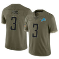 D.Lions #3 Jack Fox Player Olive Salute To Service Limited Mdoa Stitched Jerseys