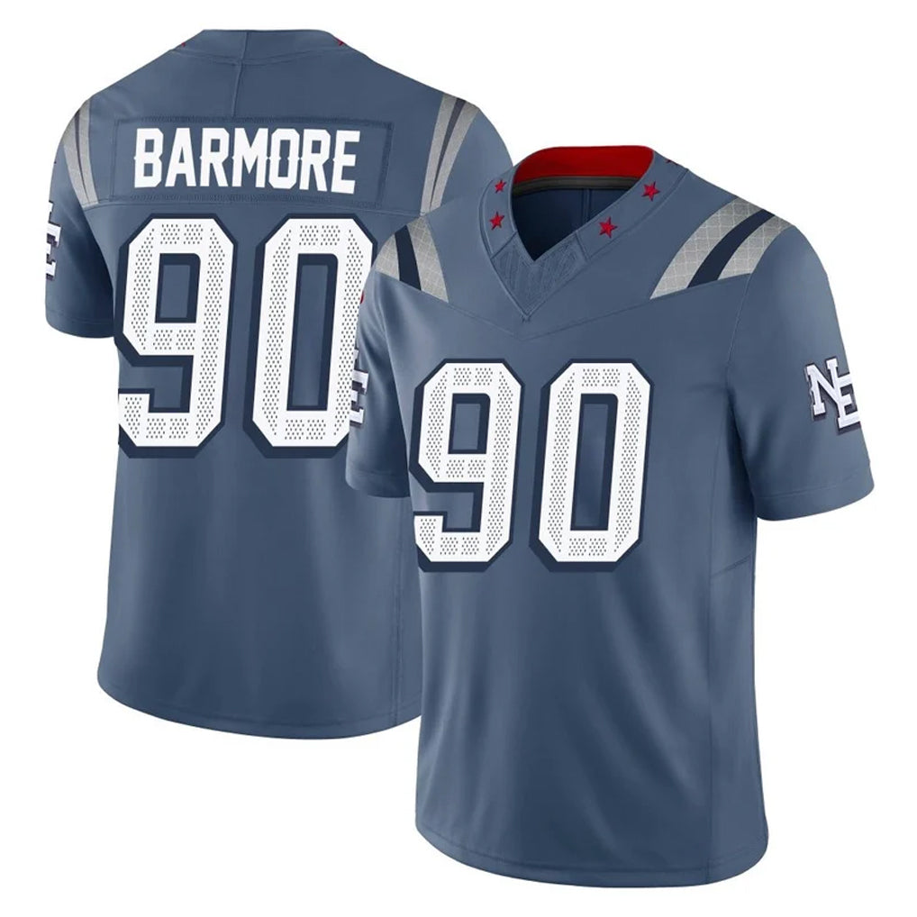 NE.Patriots #90 Christian Barmore Player Blue Limited Rivalries Collection Home Game Mdoa Stitched Jerseys