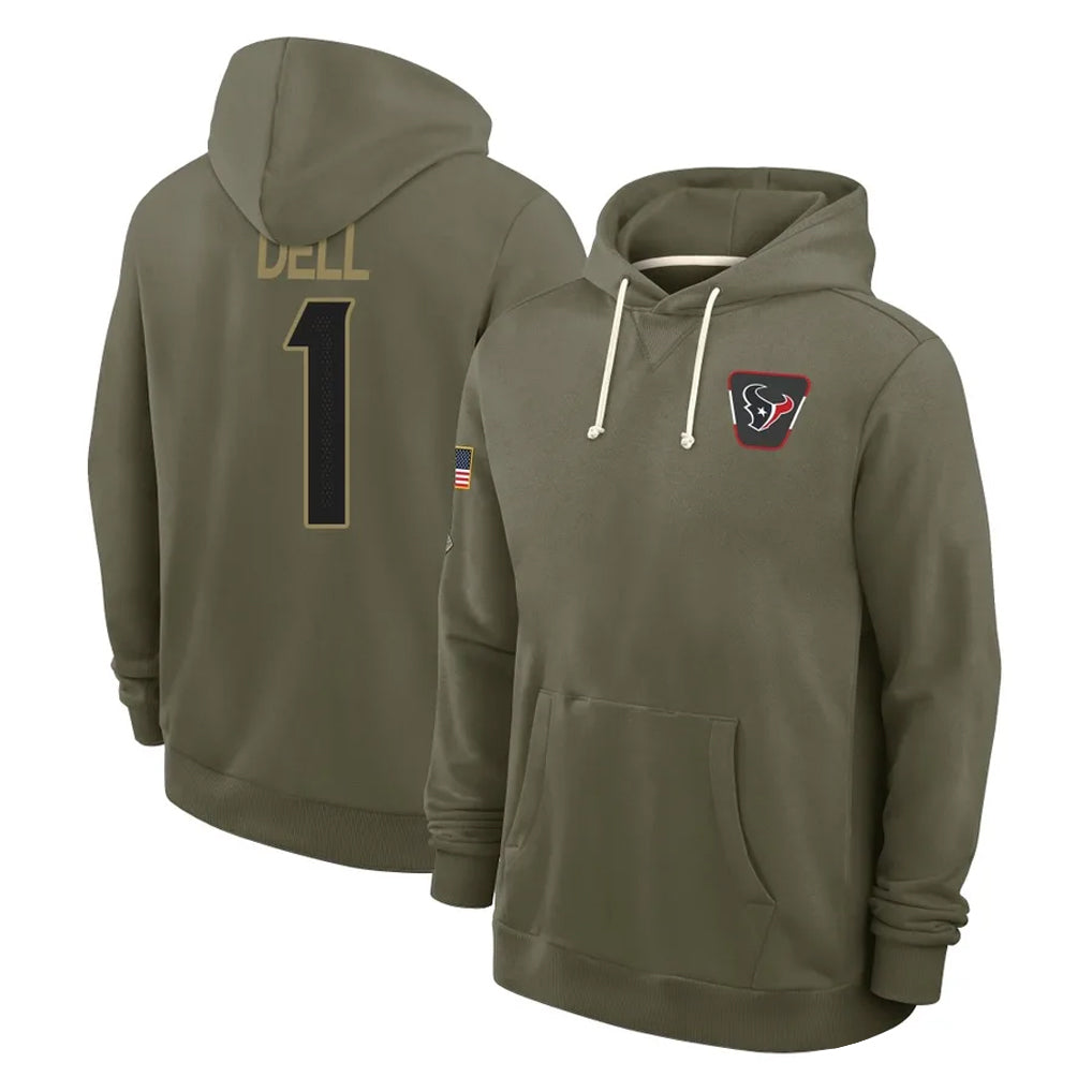 H.Texans #1 Tank Dell Player Olive Salute to Service Pullover Hoodies Limited Mdoa Stitched Jerseys