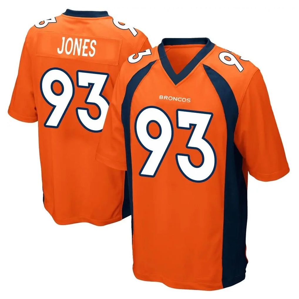 D.Broncos #93 D.J. Jones Player Orange Color Home Game Mdoa Stitched Jerseys