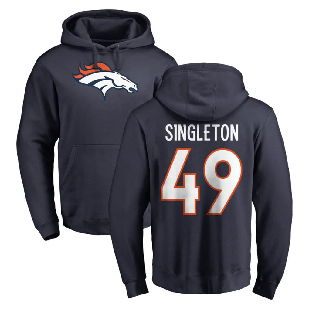 D.Broncos #49 Alex Singleton Player Navy Pullover Hoodie Limited Mdoa Stitched Jerseys