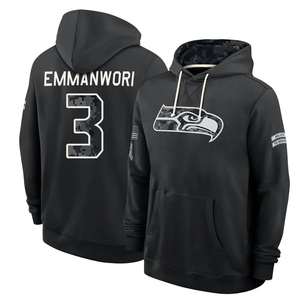 S.Seahawks #3 Nick Emmanwori Player 2026 Black Logo Pullover Hoodies Limited Game Mdoa Stitched Jerseys