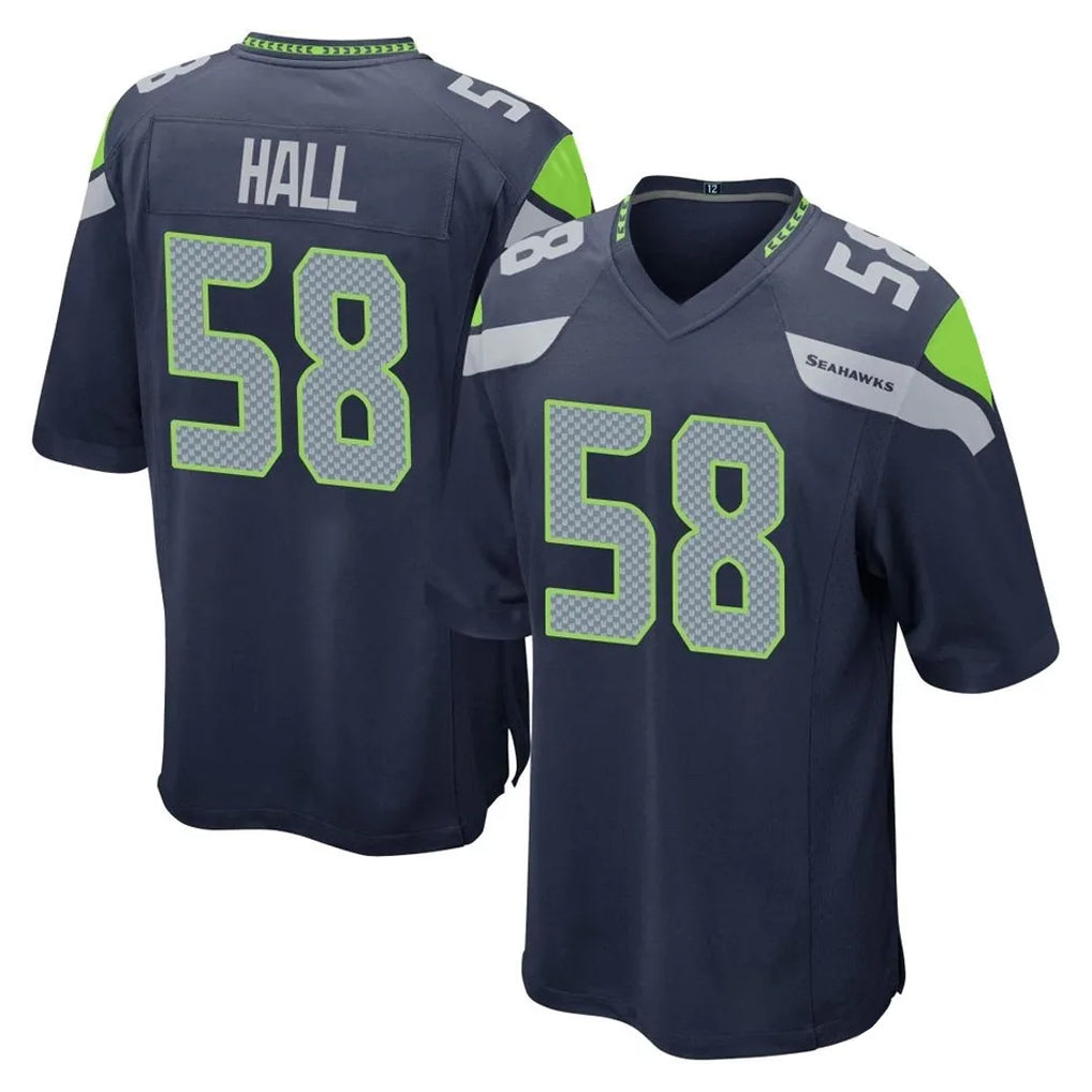 S.Seahawks #58 Derick Hall Player Navy Home Game Mdoa Stitched Jerseys