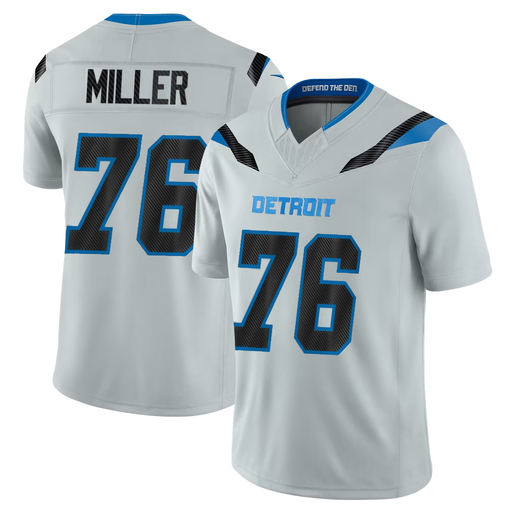 D.Lions #76 Blake Miller Player Silver Limited 2026 Rivalries Collection Home Game Mdoa Stitched Jerseys