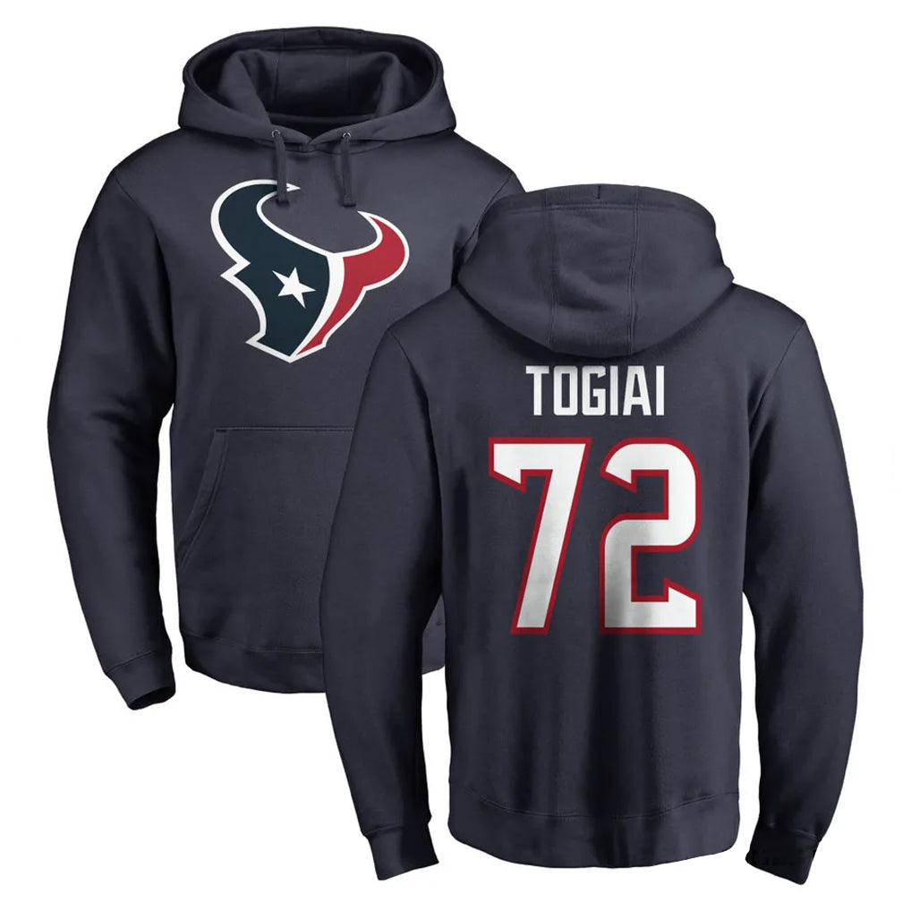 H.Texans #72 Tommy Togiai Player Navy Pro Line Pullover Hoodie Limited Game Mdoa Stitched Jerseys
