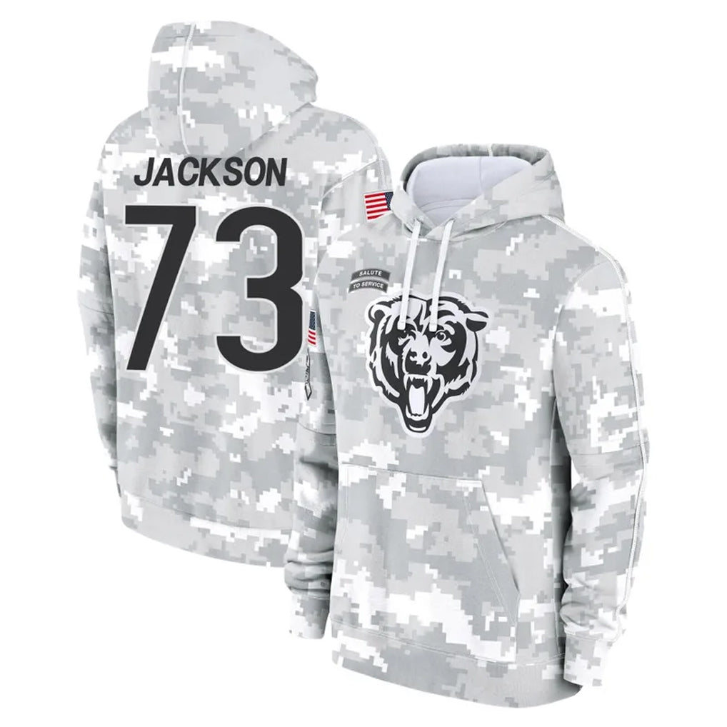 C.Bears #73 Jonah Jackson Player Arctic Camo Salute to Service Pullover Hoodies Limited Mdoa Stitched Jerseys