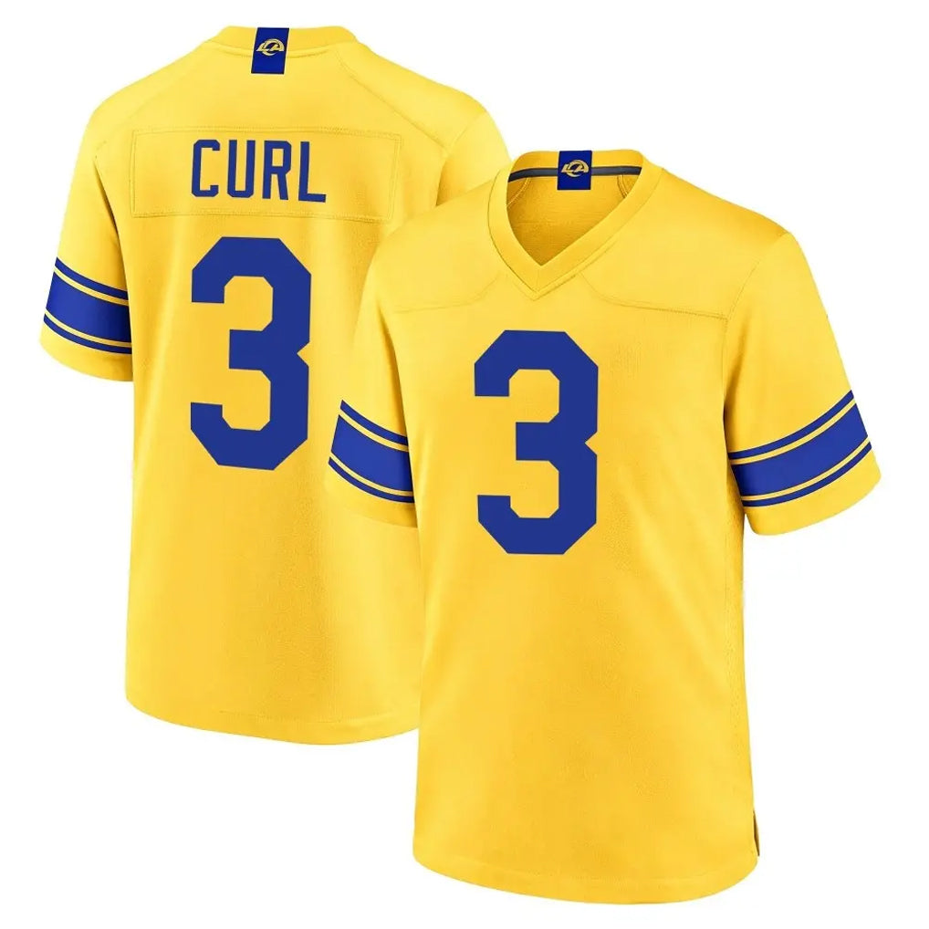 LA.Rams #3 Kam Curl Player Gold Classic Sol Home Game Mdoa Stitched Jerseys