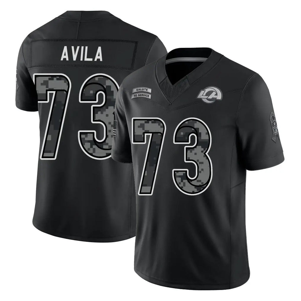LA.Rams #73 Steve Avila Player Black Limited 2026 Salute to Service Home Game Mdoa Stitched Jerseys