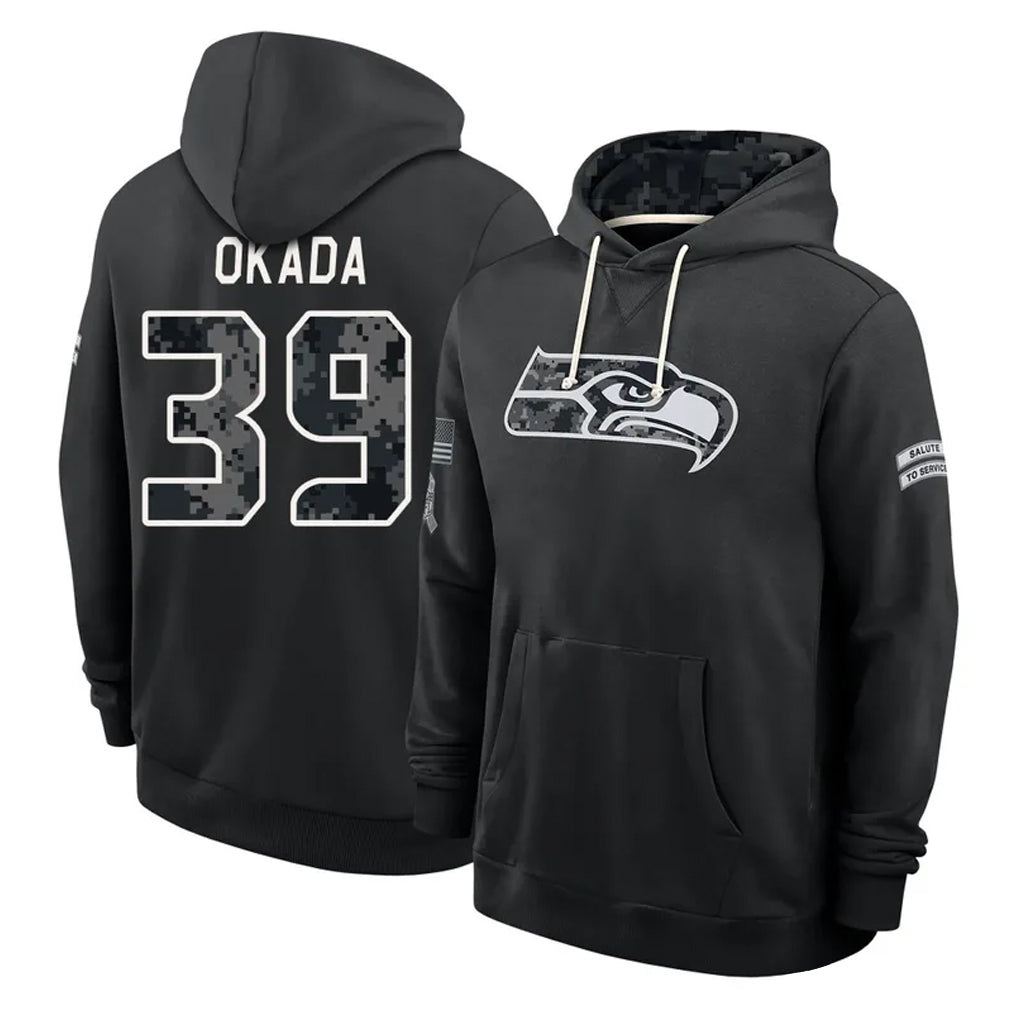 S.Seahawks #39 Ty Okada Player 2026 Black Logo Pullover Hoodies Limited Game Mdoa Stitched Jerseys