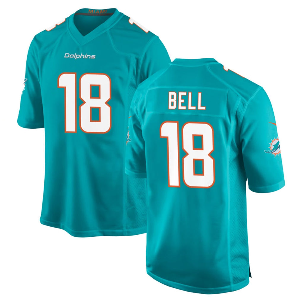 M.Dolphins #18 Chris Bell Player Aqua Home Game Mdoa Stitched Jerseys