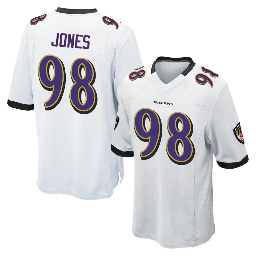 B.Ravens #98 Travis Jones Player White Home Game Mdoa Stitched Jerseys