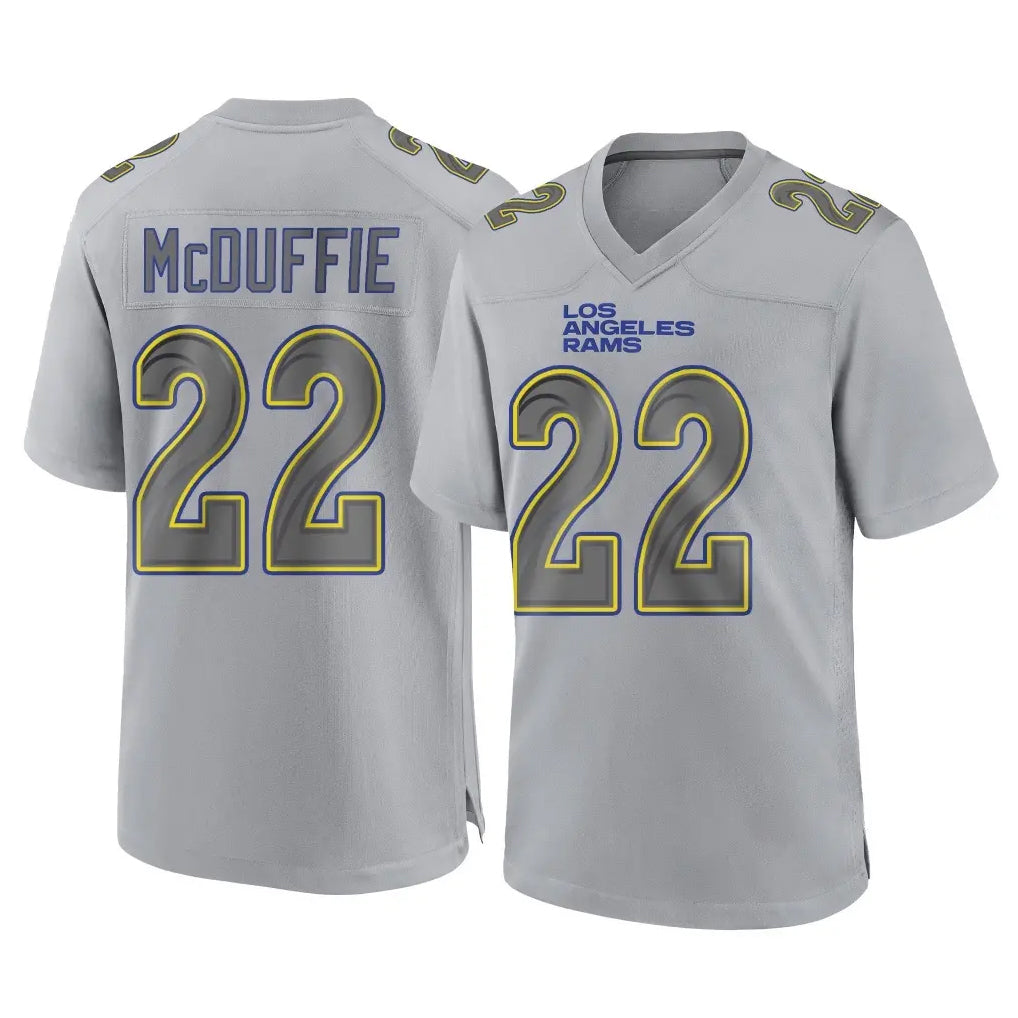 LA.Rams #22 Trent McDuffie Player Gray Atmosphere Fashion Home Game Mdoa Stitched Jerseys