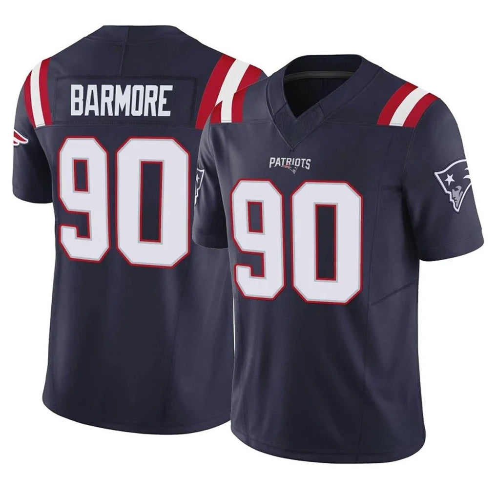 NE.Patriots #90 Christian Barmore Player Navy Limited Vapor F.U.S.E. Home Game Mdoa Stitched Jerseys