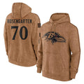 B.Ravens #70 Roger Rosengarten Player Brown Salute to Service Pullover Hoodie Mdoa Stitched Jerseys