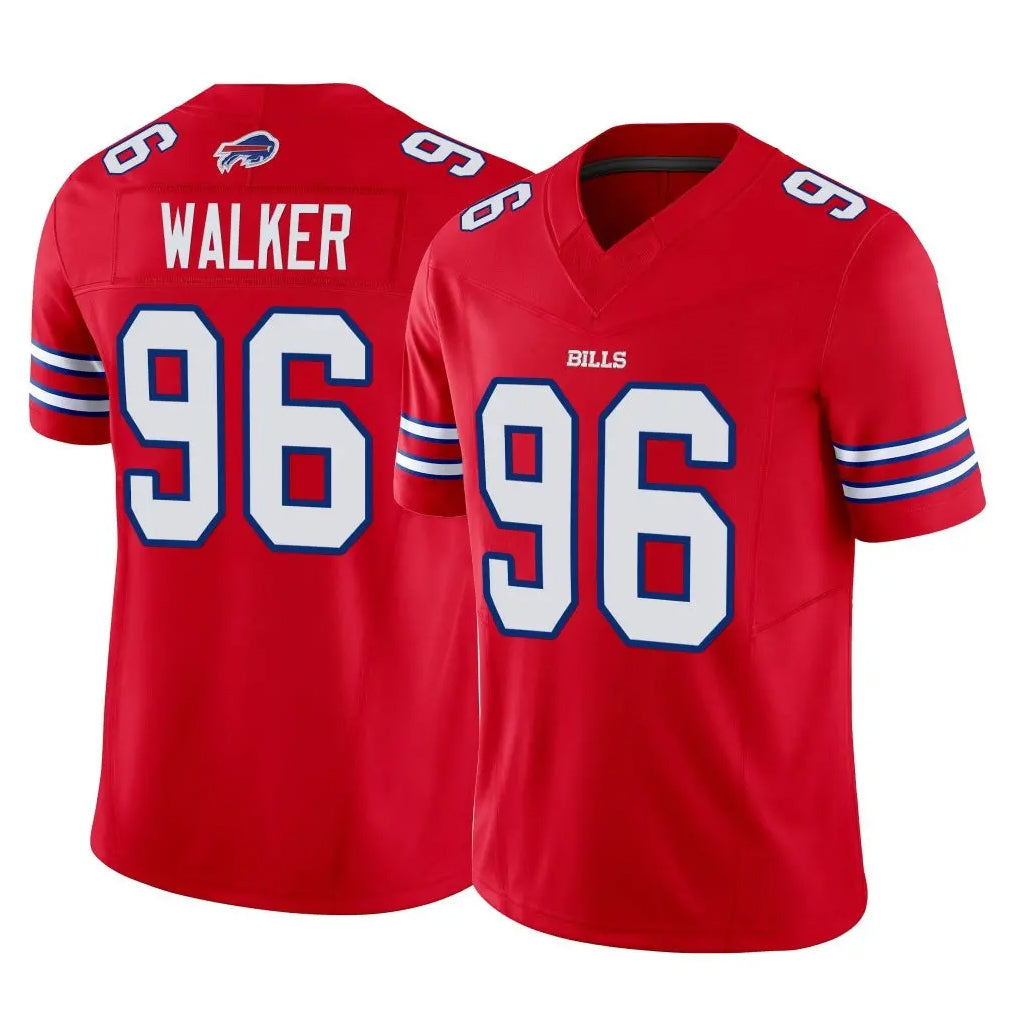 B.Bills #96 Deone Walker Player Red Vapor F.U.S.E. Jersey Limited Home Game Mdoa Stitched Jerseys