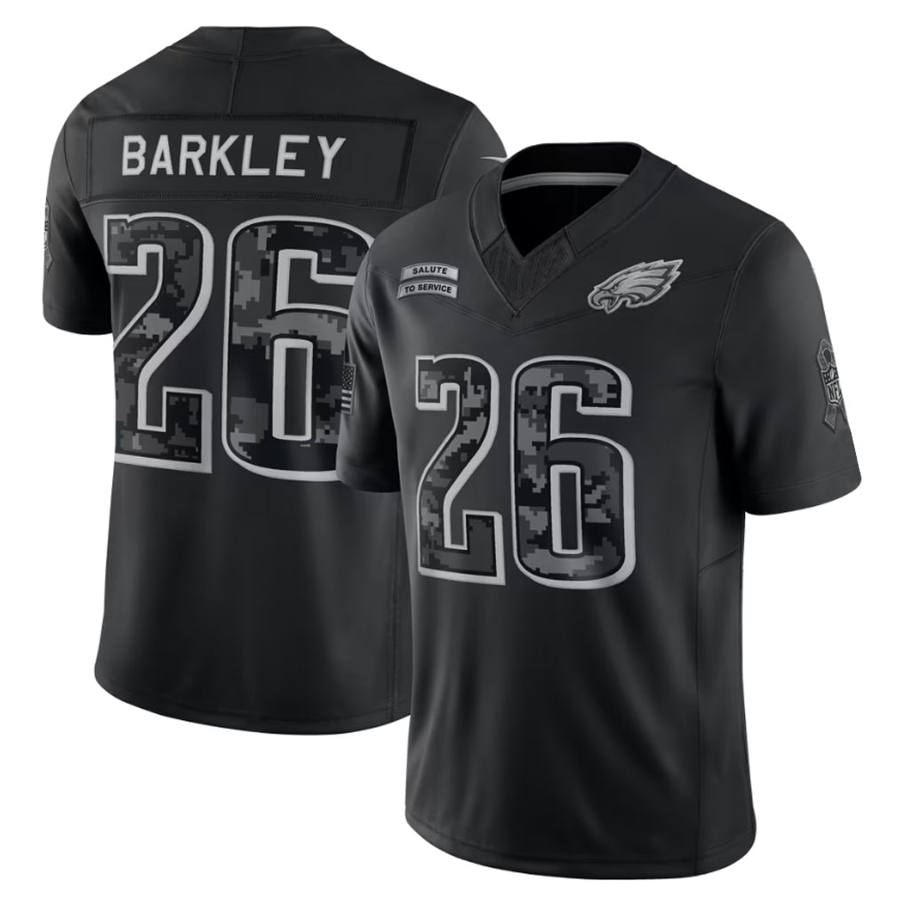 Mdoa P.Eagles #26 Saquon Barkley Player Black Limited 2026 Salute to Service Home Game Stitched Jerseys