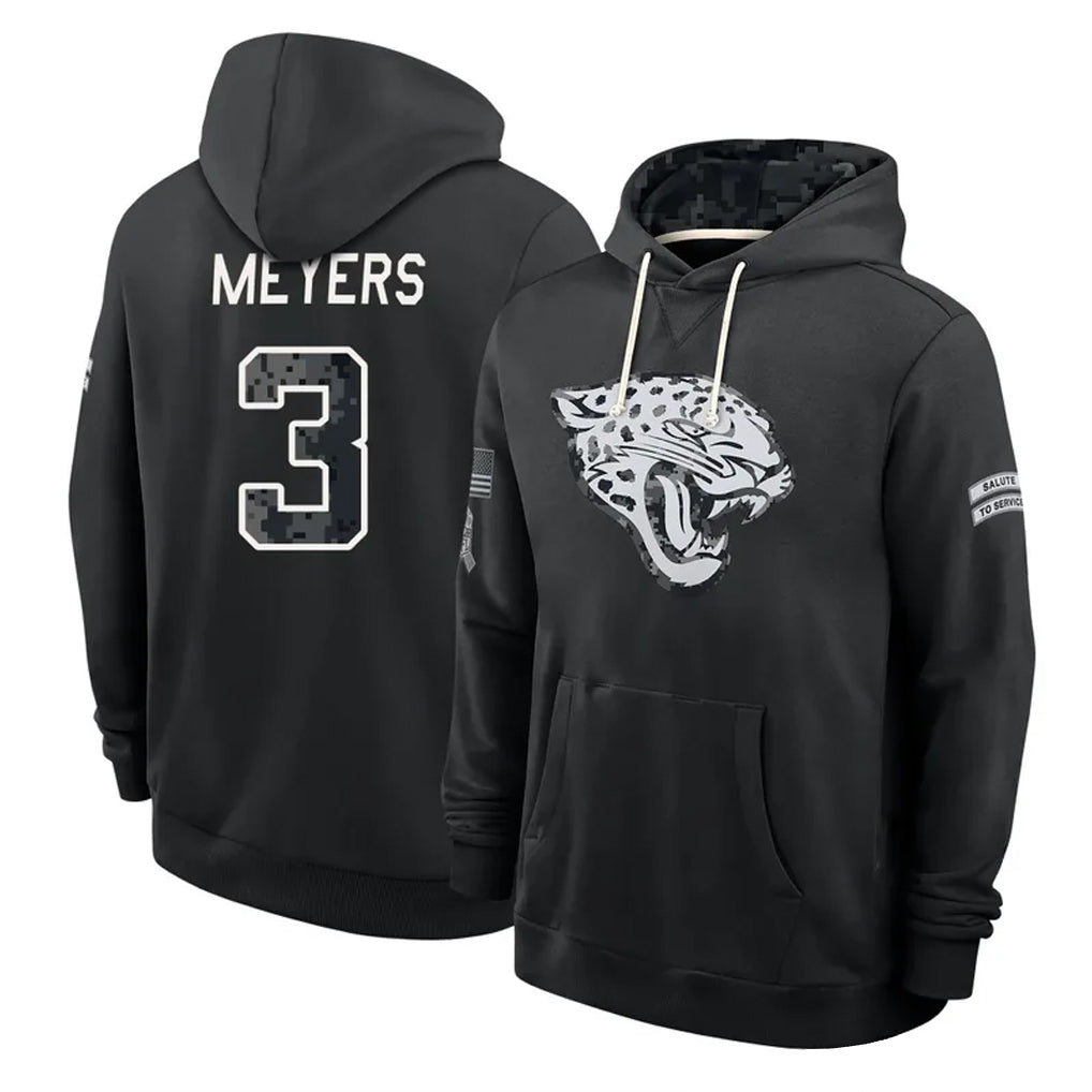 J.Jaguars #3 Jakobi Meyers Player 2026 Black Logo Pullover Hoodies Limited Game Mdoa Stitched Jerseys