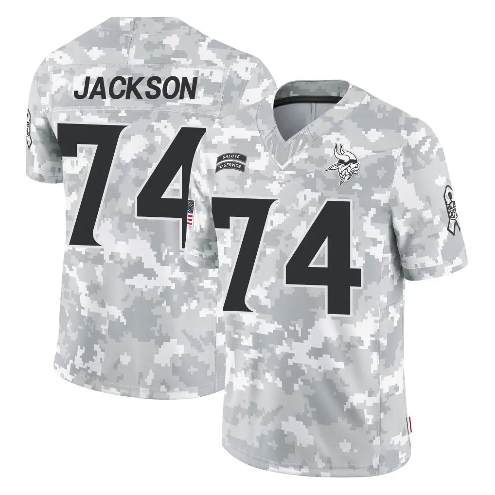MN.Vikings #74 Donovan Jackson Player Arctic Camo Salute To Service Limited Game Mdoa Stitched Jerseys