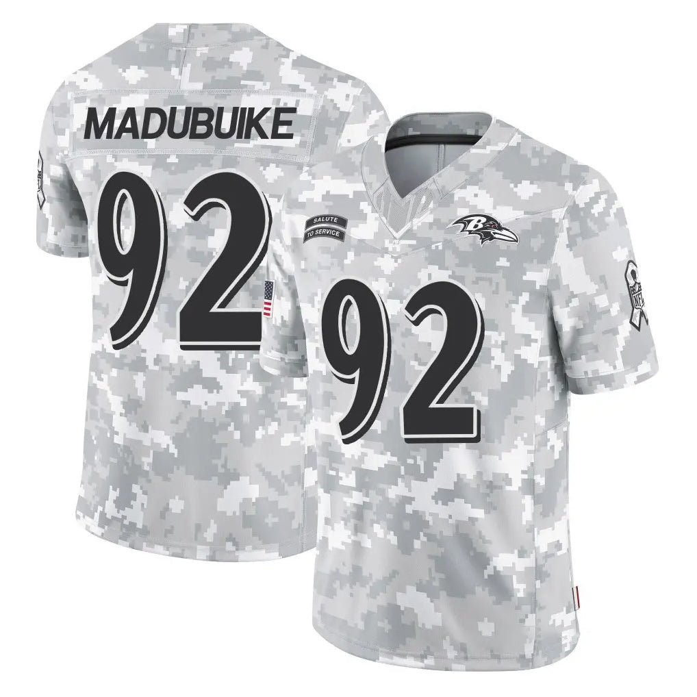 B.Ravens #92 Nnamdi Madubuike Player Arctic Camo Salute to Service Limited Mdoa Stitched Jerseys