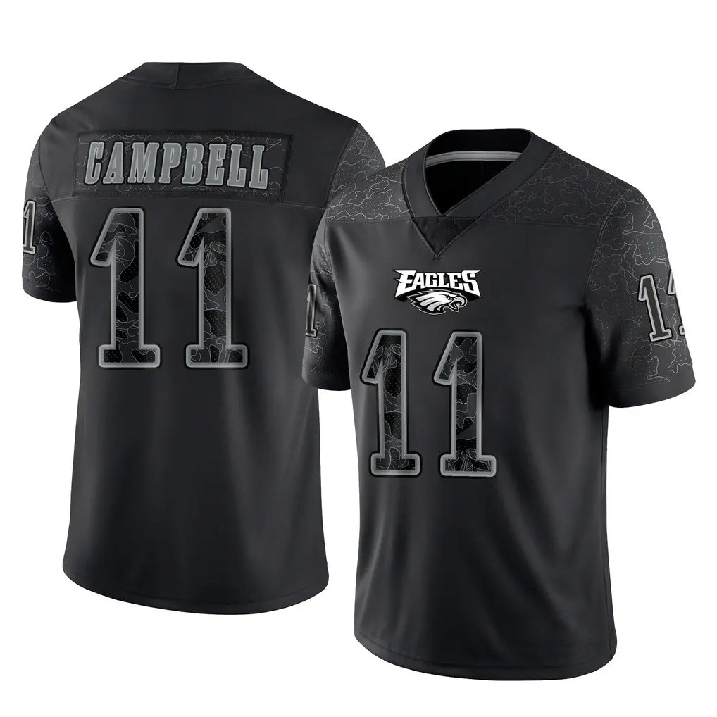 P.Eagles #11 Jihaad Campbell Player Black Reflective Limited Home Game Mdoa Stitched Jerseys