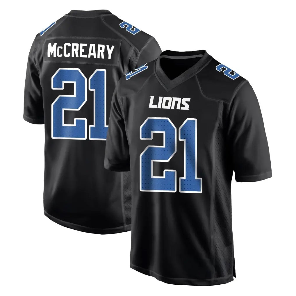 D.Lions #21 Roger McCreary Player Black Fashion Home Game Mdoa Stitched Jerseys