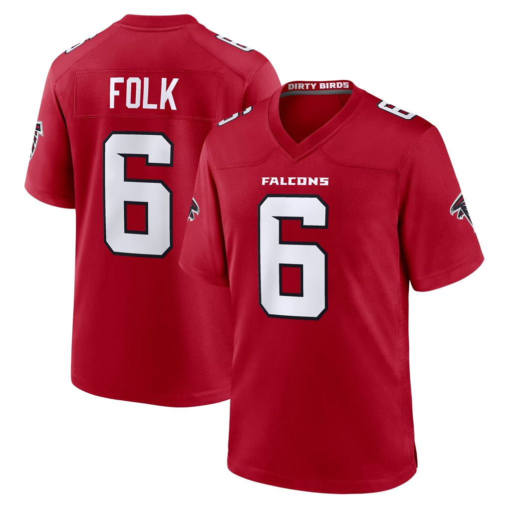 A.Falcons #6 Nick Folk Player Red Team Color Home Game Mdoa Stitched Jerseys