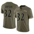 B.Ravens #32 Trenton Simpson Player Olive Salute To Service Mdoa Stitched Jerseys