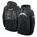 LA.Chargers #20 Cam Hart Player 2026 Black Logo Pullover Hoodies Limited Game Stitched Jerseys