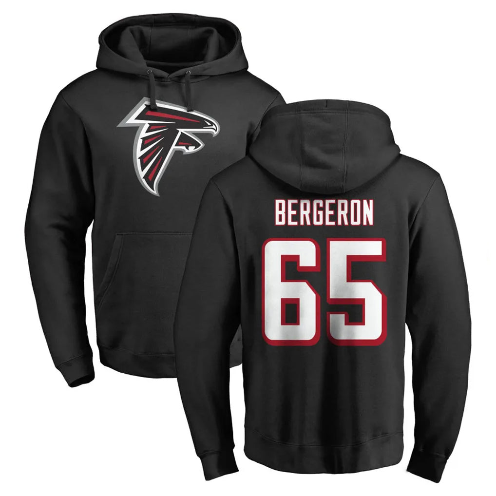 A.Falcons #65 Matthew Bergeron Player Black LOGO Pullover Hoodies Home Game Mdoa Stitched Jerseys