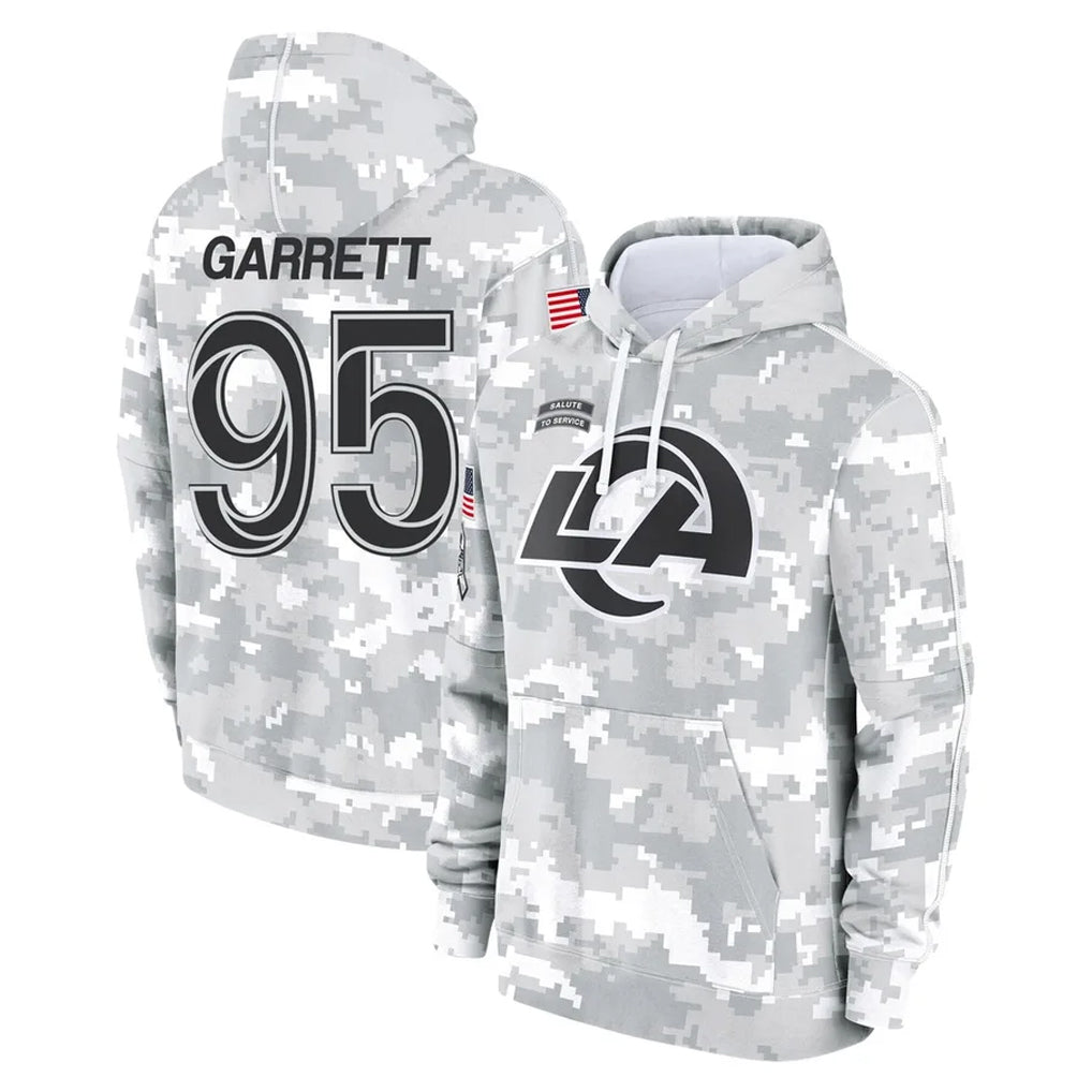 LA.Rams #95 Myles Garrett Player Arctic Camo Salute to Service Hoodies Limited Game Mdoa Stitched Jerseys