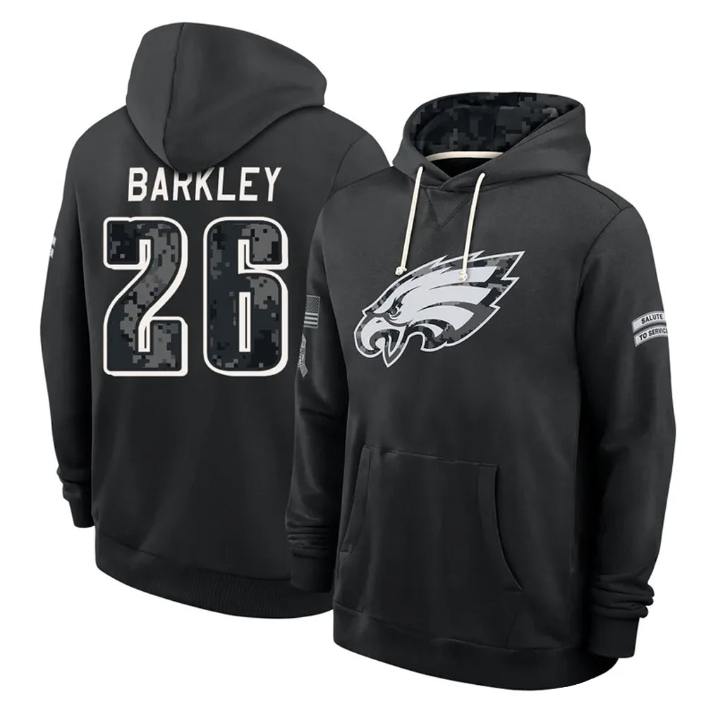 P.Eagles #26 Saquon Barkley Player 2026 Black Logo Pullover Hoodies Limited Game Mdoa Stitched Jerseys