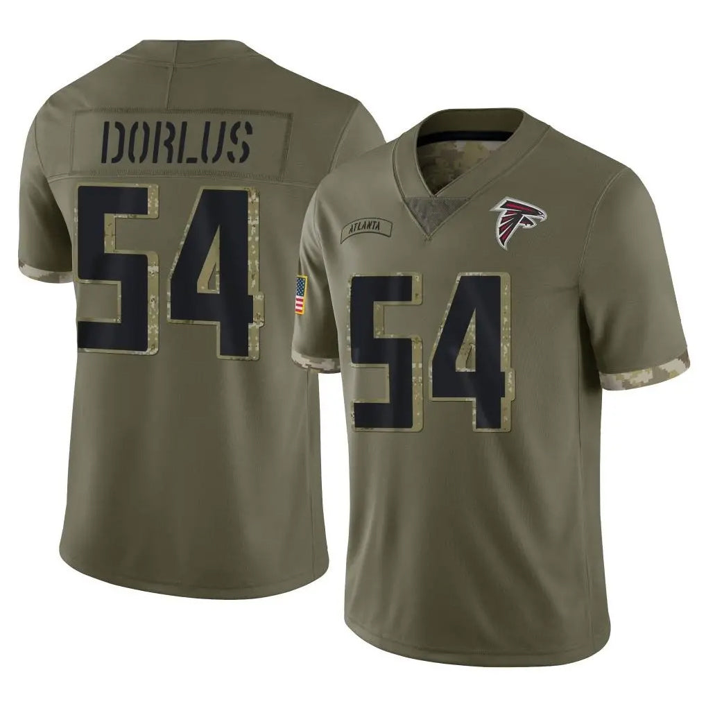 A.Falcons #54 Brandon Dorlus Player Olive Salute To Service Limited Mdoa Stitched Jerseys